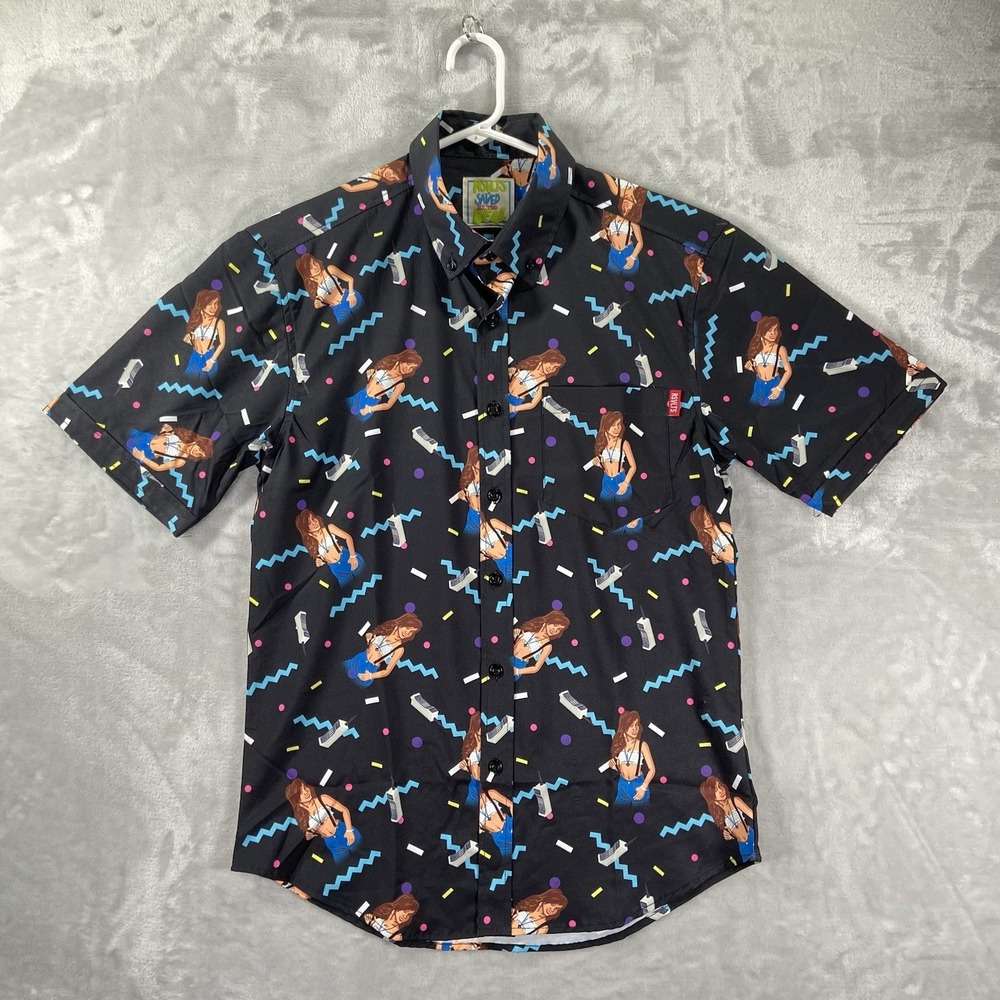 RSVLTS Shirt men's Small Button Down Saved By The Bell x Roosevelts Kelly Black